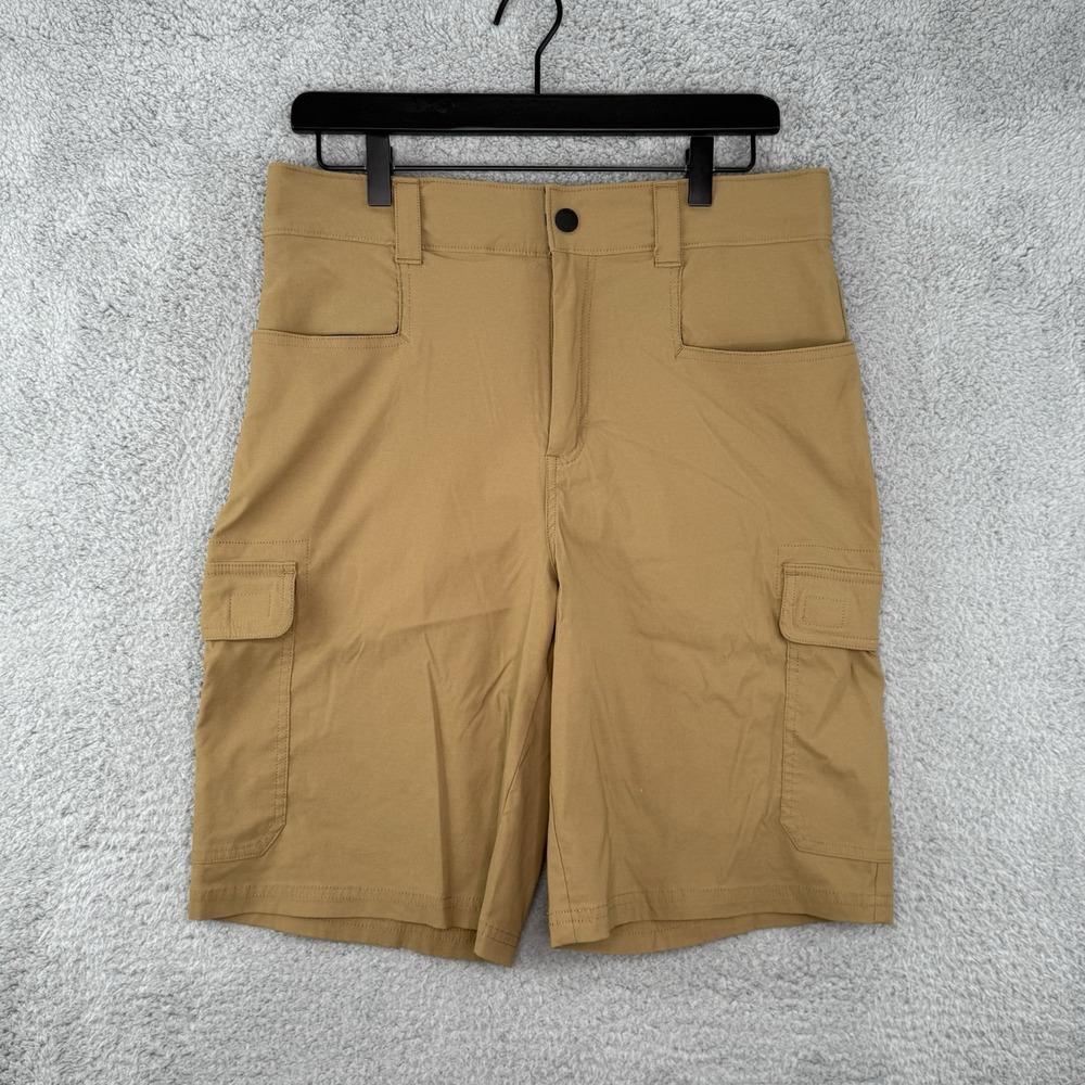 Orvis Tech Cargo Shorts Men's 32 Beige Belt Hiking Outdoor Casual Stretch Pocket
